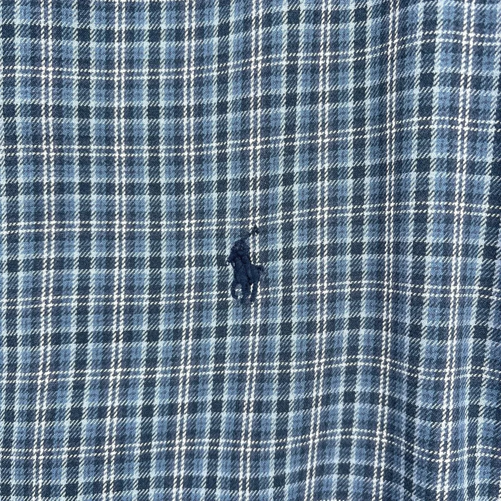 Ralph Lauren Shirt Mens XL Blue Plaid Button Down Long Sleeve 90s Vintage